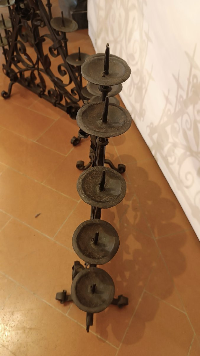 COPPIA DI CANDELIERI IN FERRO FINE XIX SECOLO-photo-3