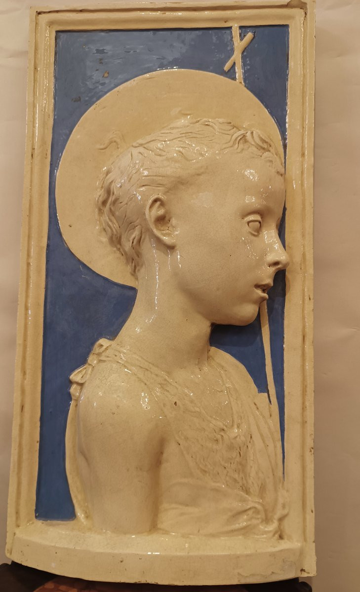 PLACCA IN MAIOLICA CON SAN GIOVANNI FINE XIX SECOLO-photo-3