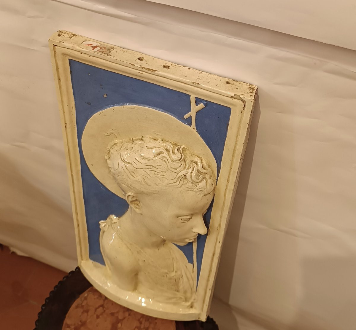 PLACCA IN MAIOLICA CON SAN GIOVANNI FINE XIX SECOLO-photo-1