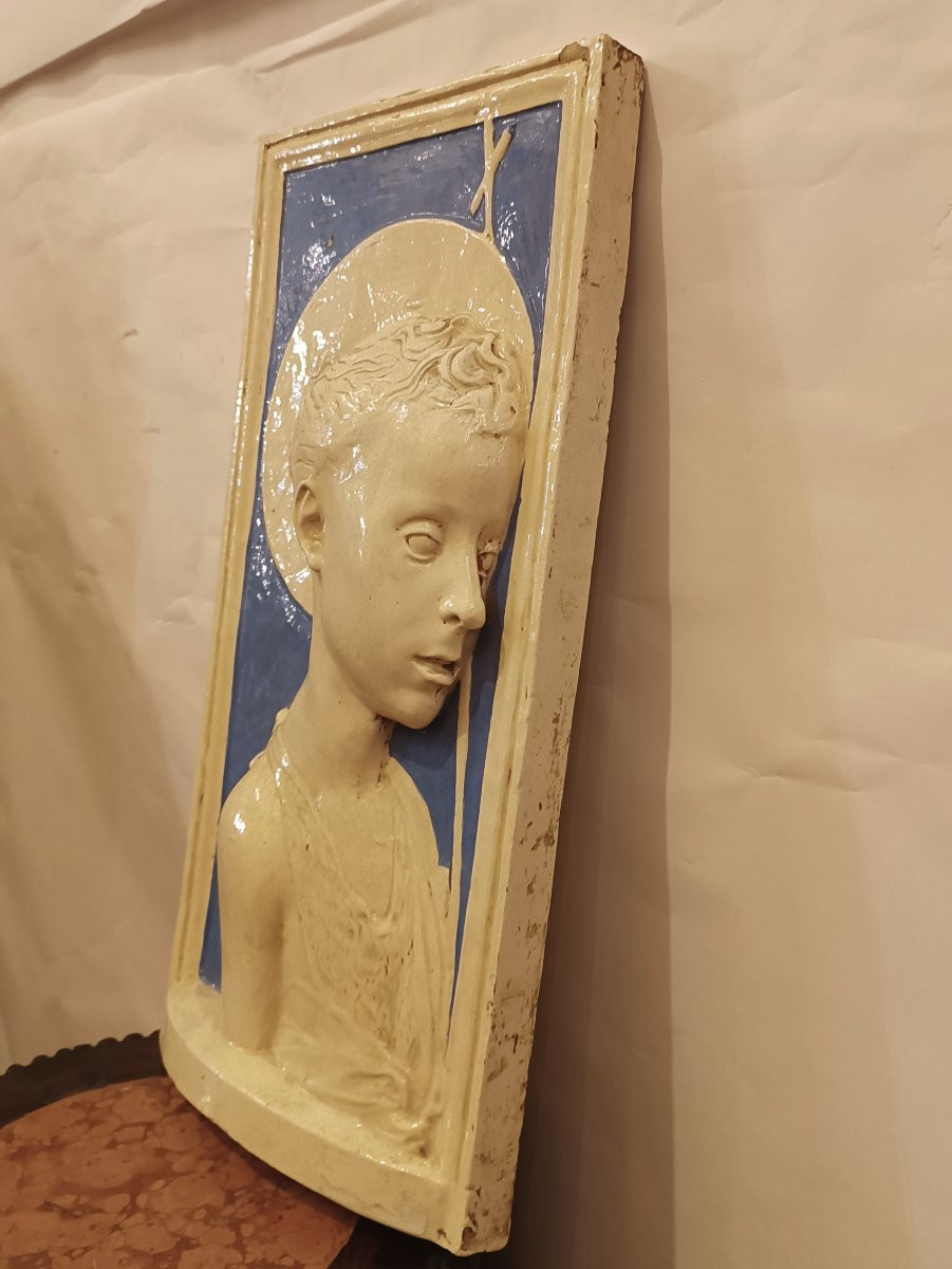 PLACCA IN MAIOLICA CON SAN GIOVANNI FINE XIX SECOLO-photo-2