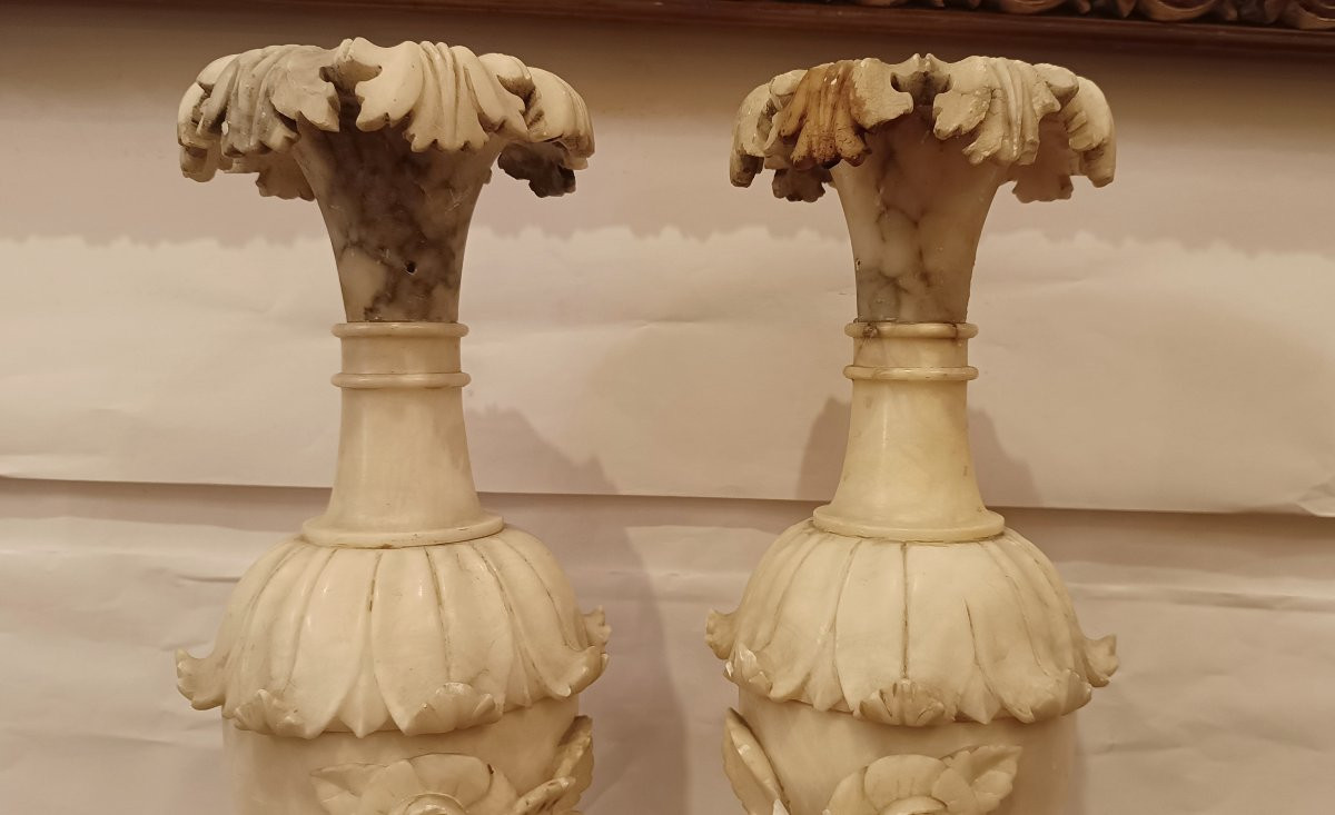 COPPIA DI VASI IN ALABASTRO META' XIX SECOLO -photo-1