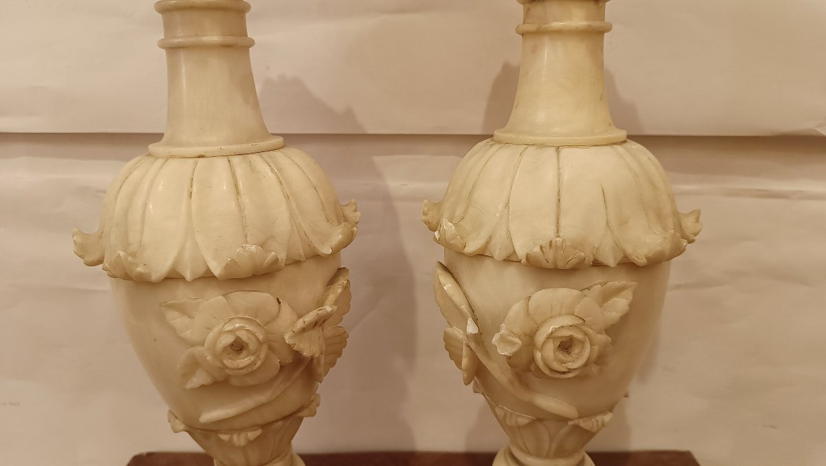 COPPIA DI VASI IN ALABASTRO META' XIX SECOLO -photo-2