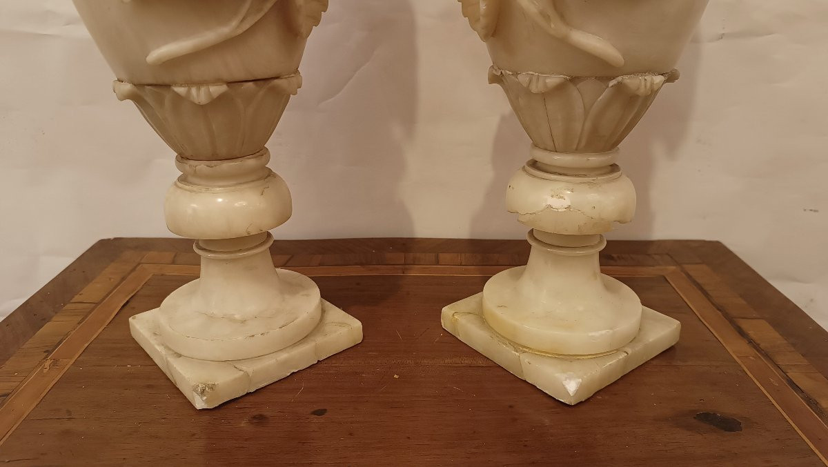 COPPIA DI VASI IN ALABASTRO META' XIX SECOLO -photo-3