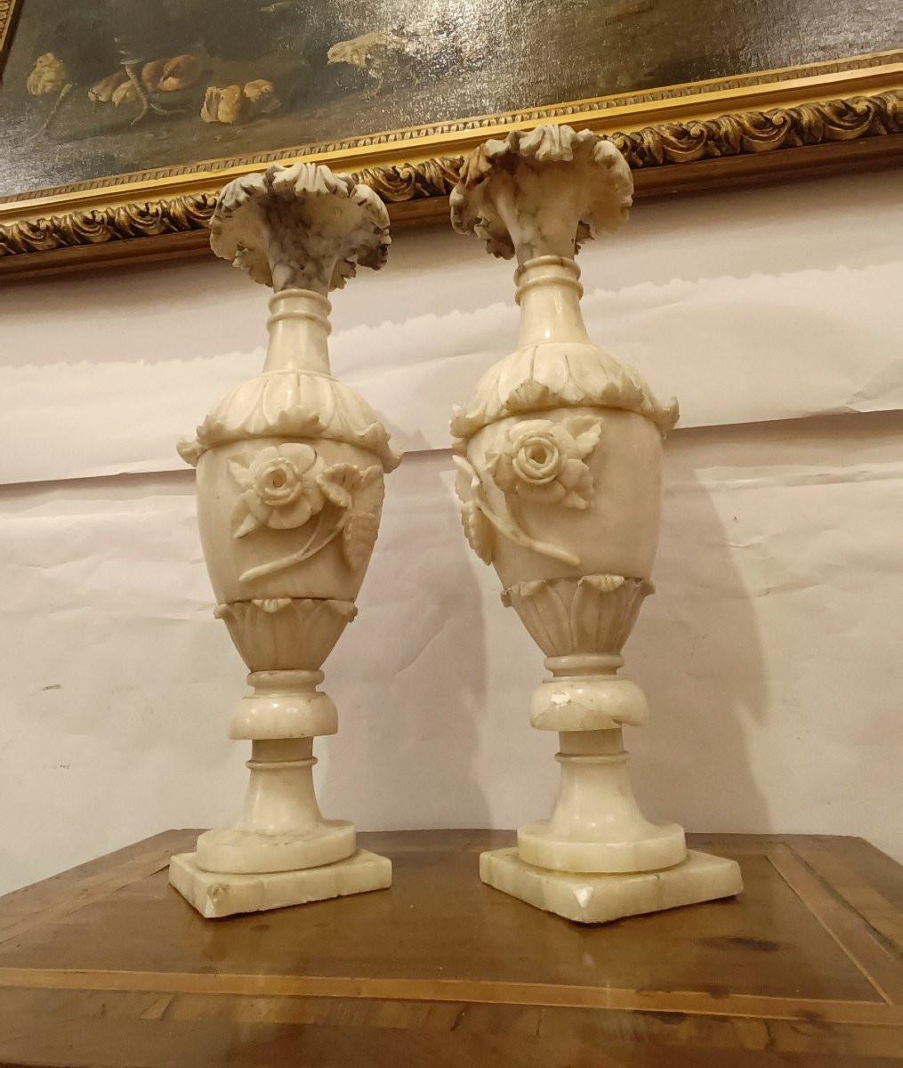 COPPIA DI VASI IN ALABASTRO META' XIX SECOLO -photo-4
