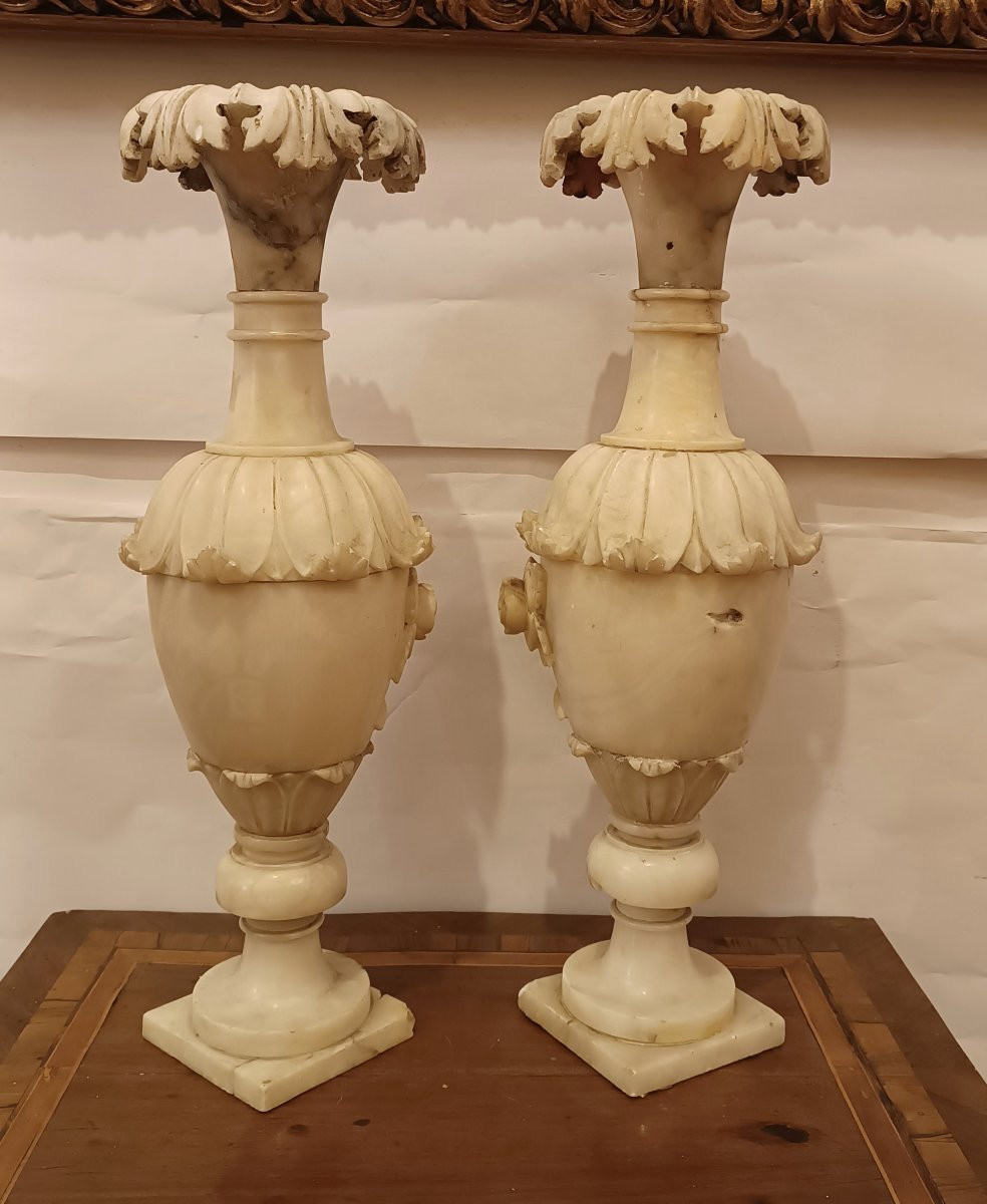 COPPIA DI VASI IN ALABASTRO META' XIX SECOLO -photo-5