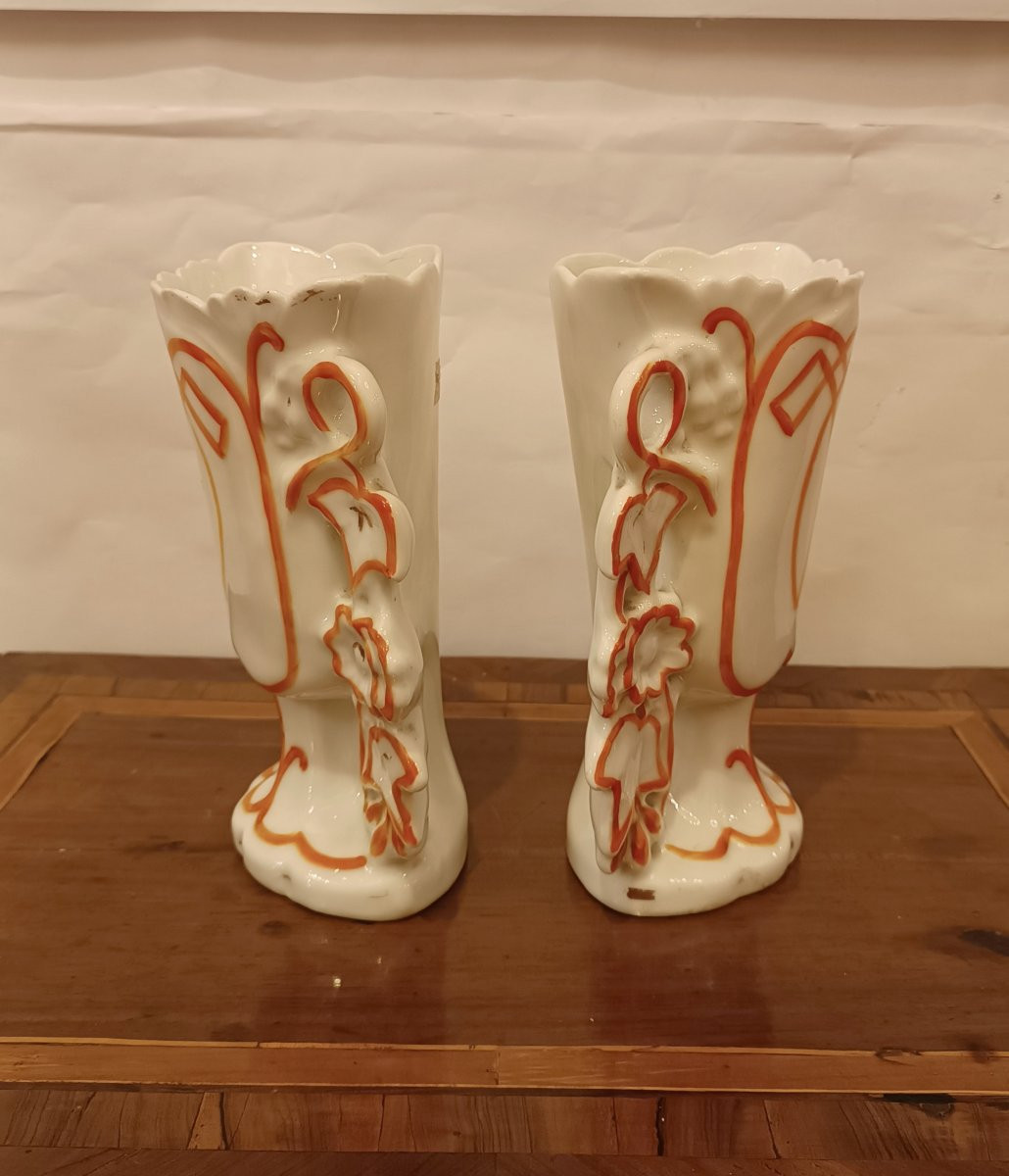 COPPIA DI VASI IN PORCELLANA META' XIX SECOLO-photo-3