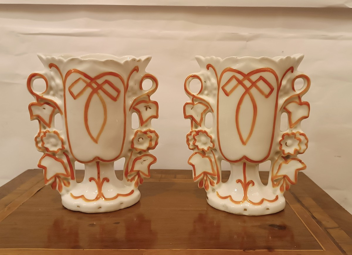 COPPIA DI VASI IN PORCELLANA META' XIX SECOLO