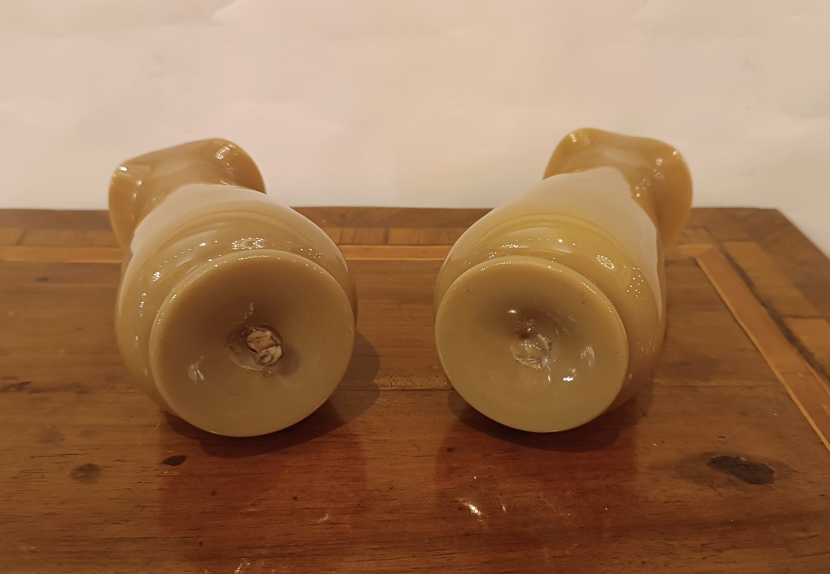 COPPIA DI VASI IN OPALINA LIBERTY SECONDA META' XIX SECOLO-photo-2