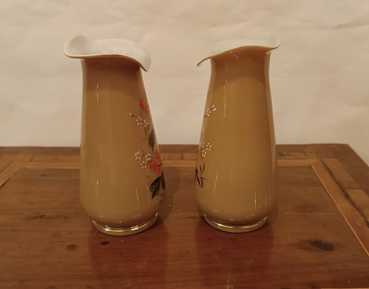 COPPIA DI VASI IN OPALINA LIBERTY SECONDA META' XIX SECOLO-photo-6