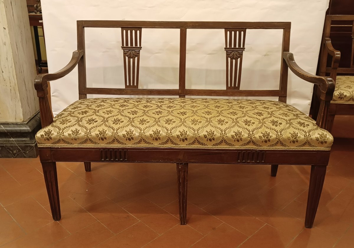 PICCOLO SALOTTO CON DIVANE E POLTRONE LUIGI XVI FINE XVIII SECOLO-photo-2