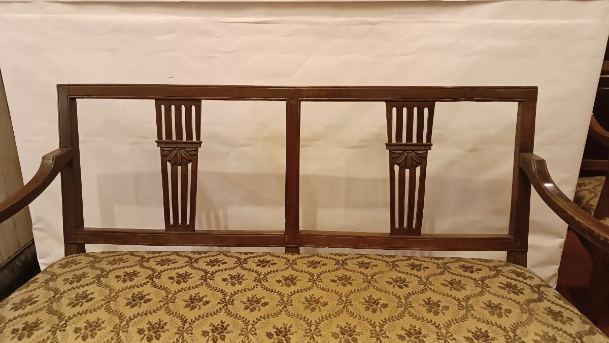 PICCOLO SALOTTO CON DIVANE E POLTRONE LUIGI XVI FINE XVIII SECOLO-photo-3