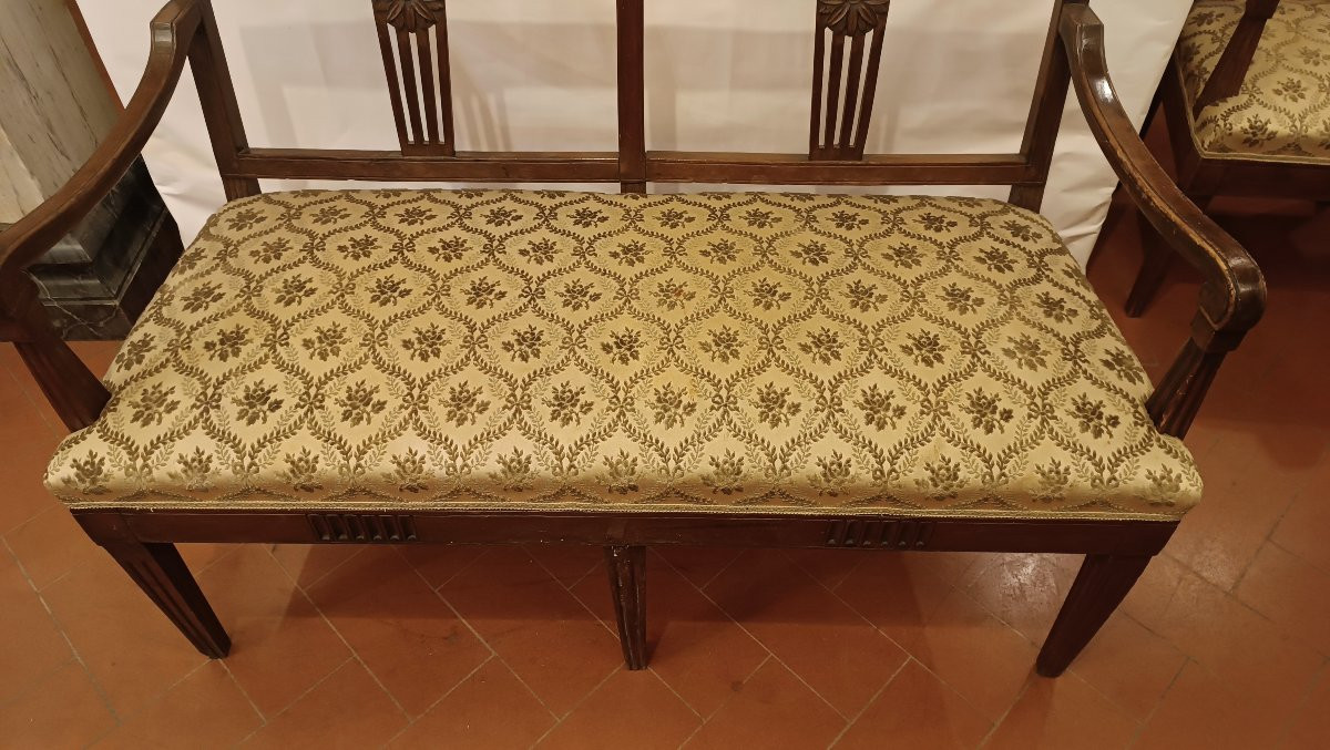 PICCOLO SALOTTO CON DIVANE E POLTRONE LUIGI XVI FINE XVIII SECOLO-photo-4
