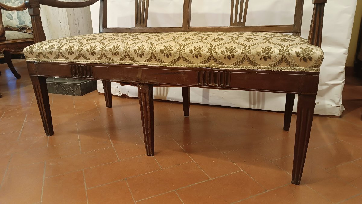 PICCOLO SALOTTO CON DIVANE E POLTRONE LUIGI XVI FINE XVIII SECOLO-photo-2