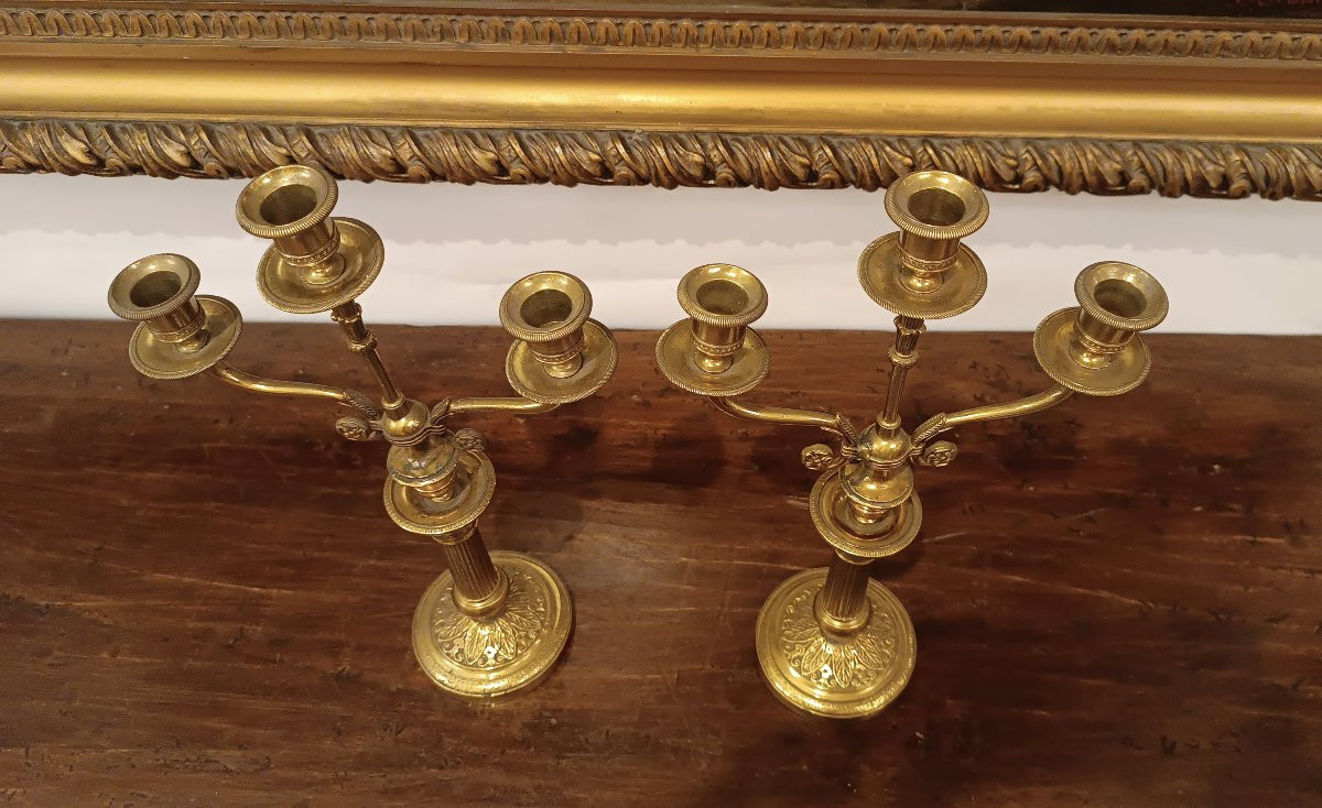 COPPIA DI CADELABRI IMPERO PRIMA META' XIX SECOLO-photo-2