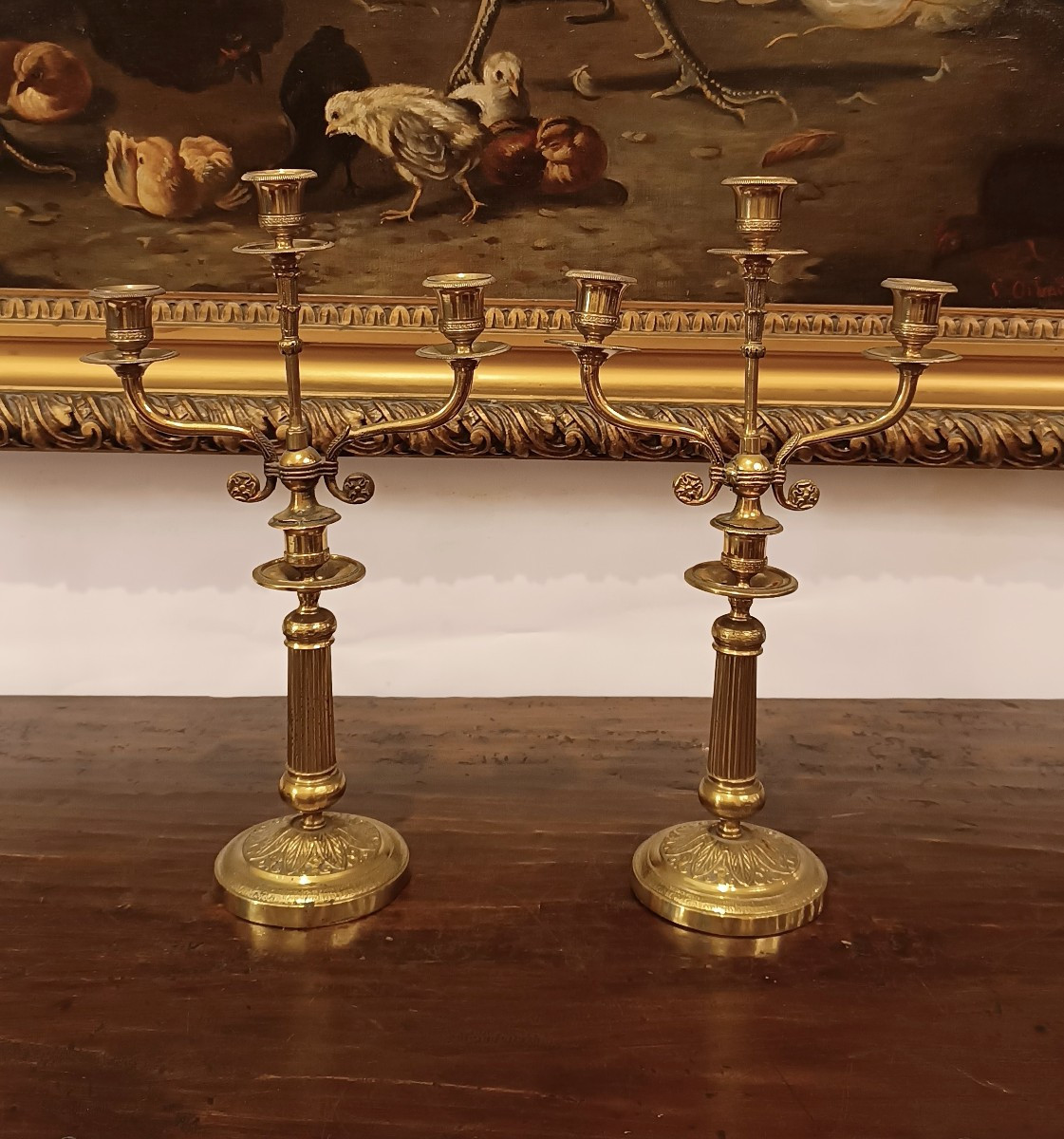 COPPIA DI CADELABRI IMPERO PRIMA META' XIX SECOLO