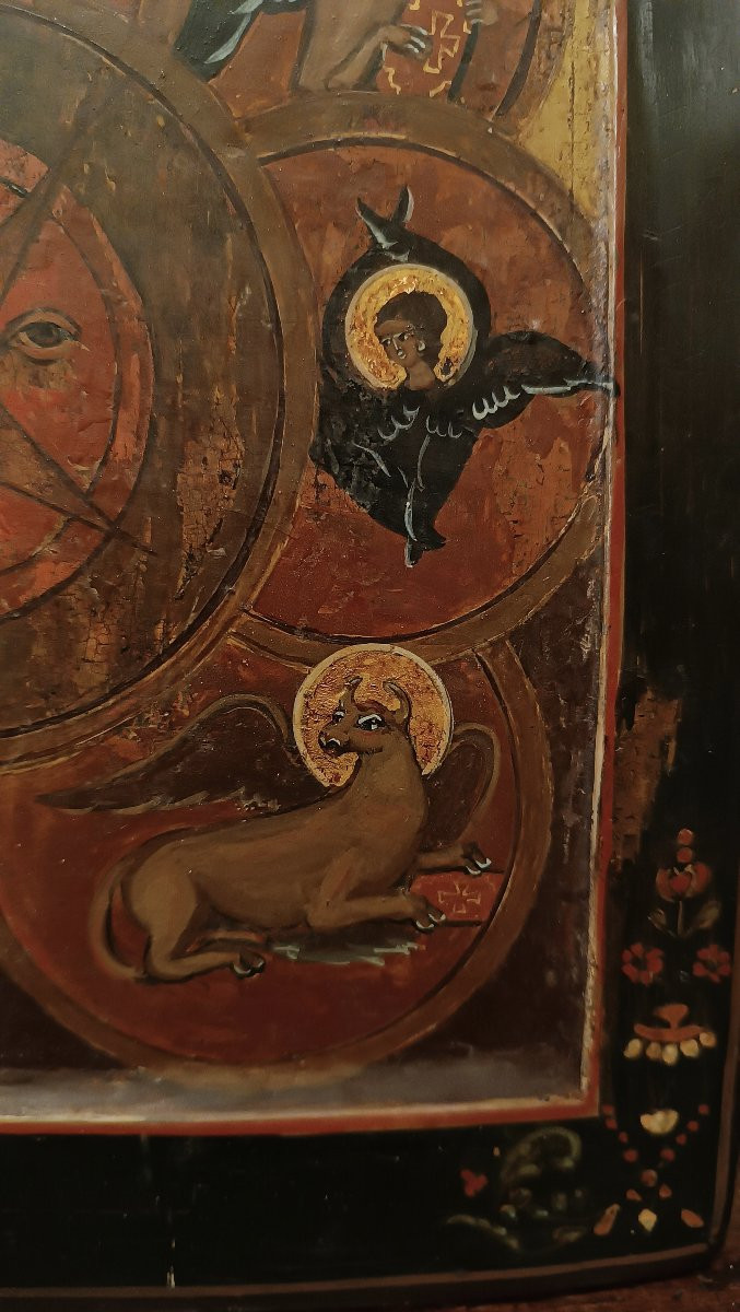 ICONA ORTODOSSA CON "OCCHIO ONNIVEGGENTE" XIX SECOLO-photo-1
