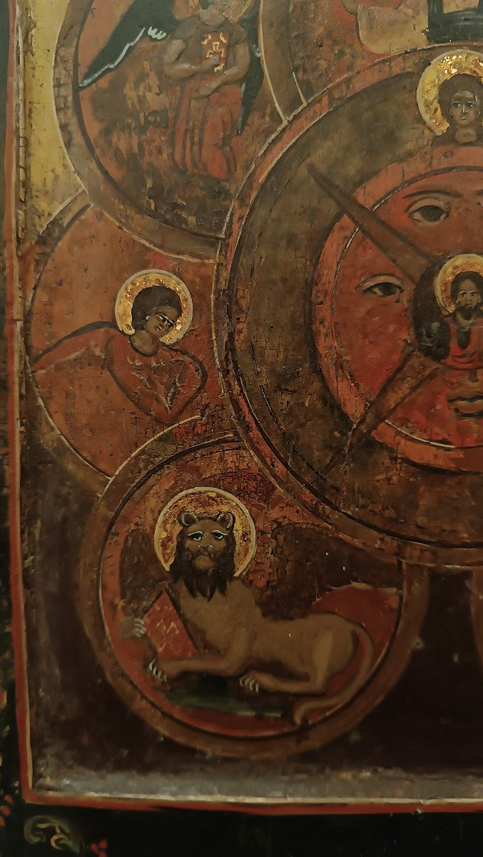 ICONA ORTODOSSA CON "OCCHIO ONNIVEGGENTE" XIX SECOLO-photo-2