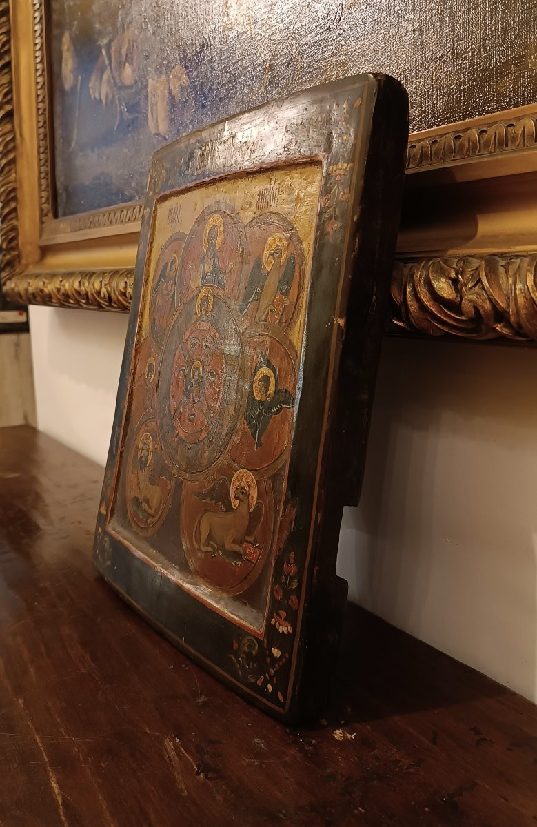 ICONA ORTODOSSA CON "OCCHIO ONNIVEGGENTE" XIX SECOLO-photo-4