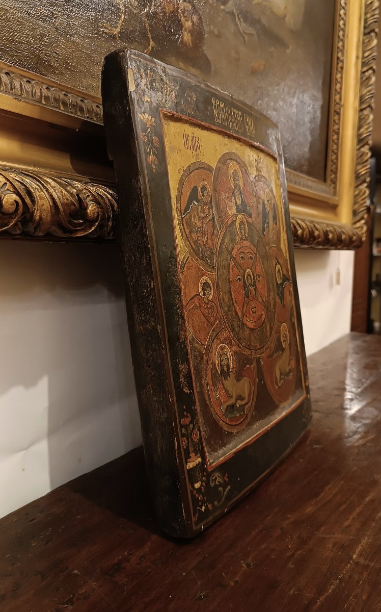 ICONA ORTODOSSA CON "OCCHIO ONNIVEGGENTE" XIX SECOLO-photo-5