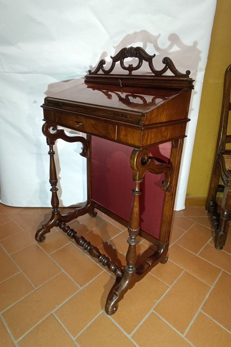 PICCOLA RIBALTA IN MOGANO META' XIX SECOLO -photo-4