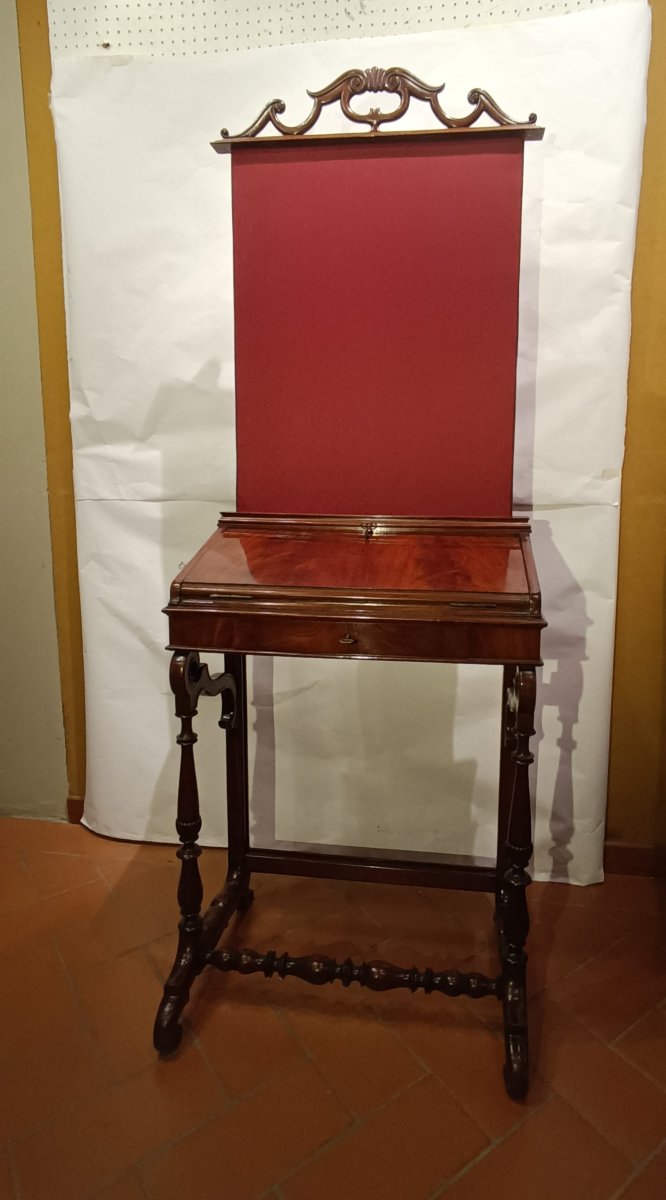 PICCOLA RIBALTA IN MOGANO META' XIX SECOLO -photo-1