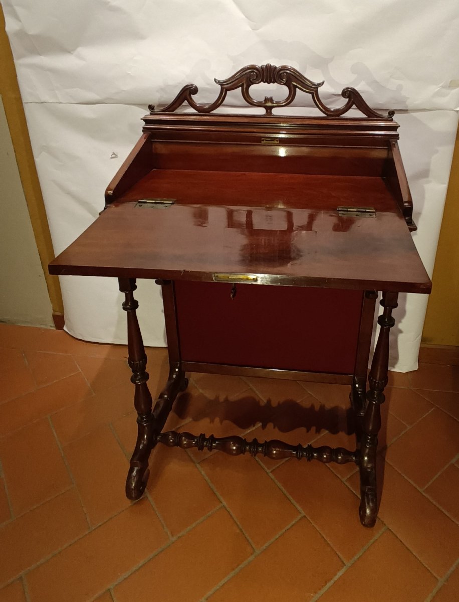 PICCOLA RIBALTA IN MOGANO META' XIX SECOLO -photo-2