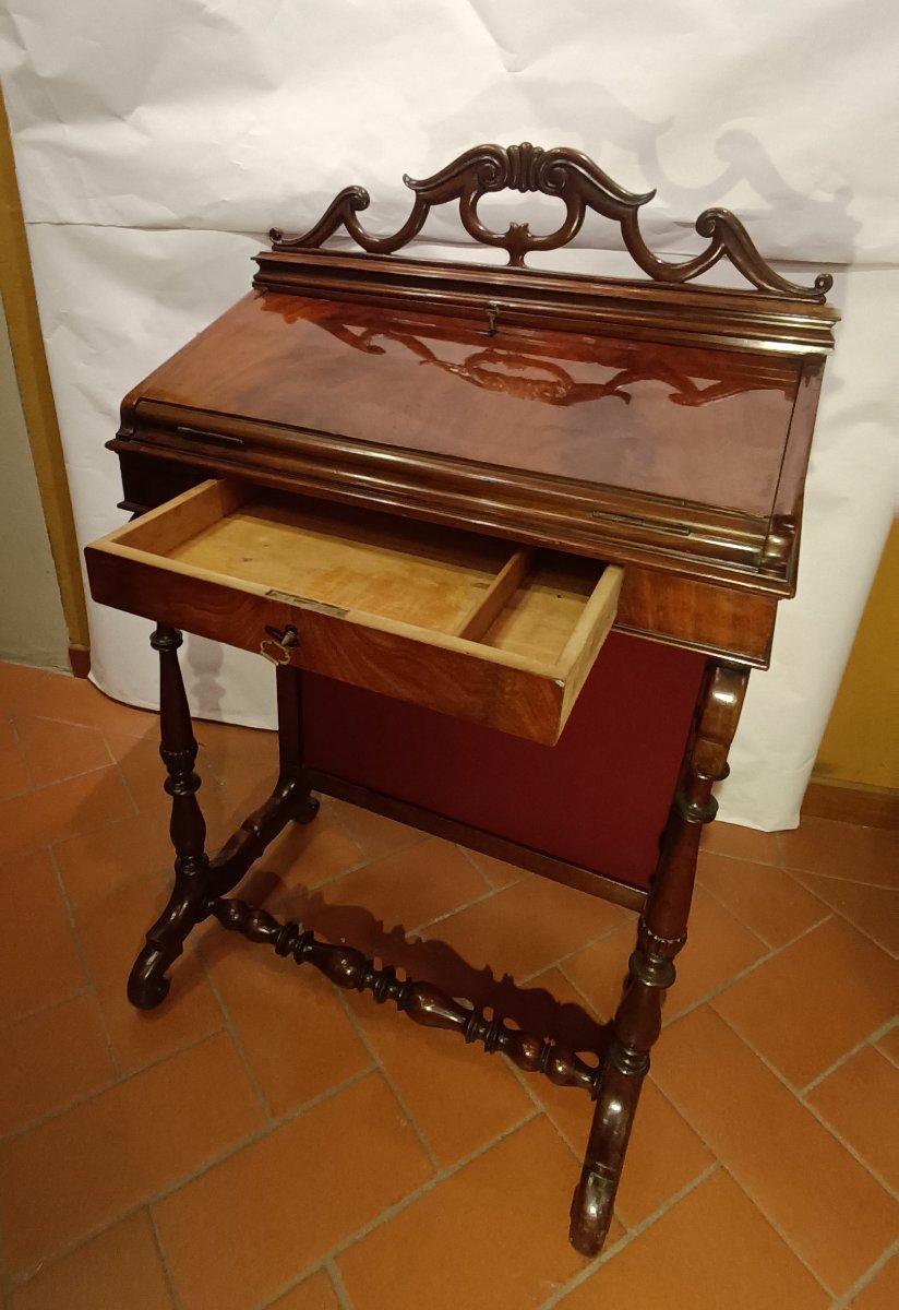 PICCOLA RIBALTA IN MOGANO META' XIX SECOLO -photo-4