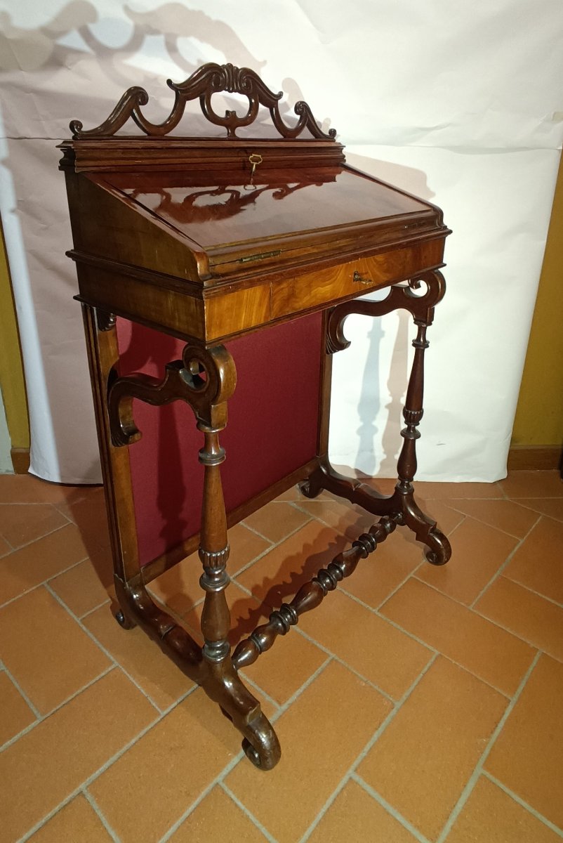 PICCOLA RIBALTA IN MOGANO META' XIX SECOLO -photo-5