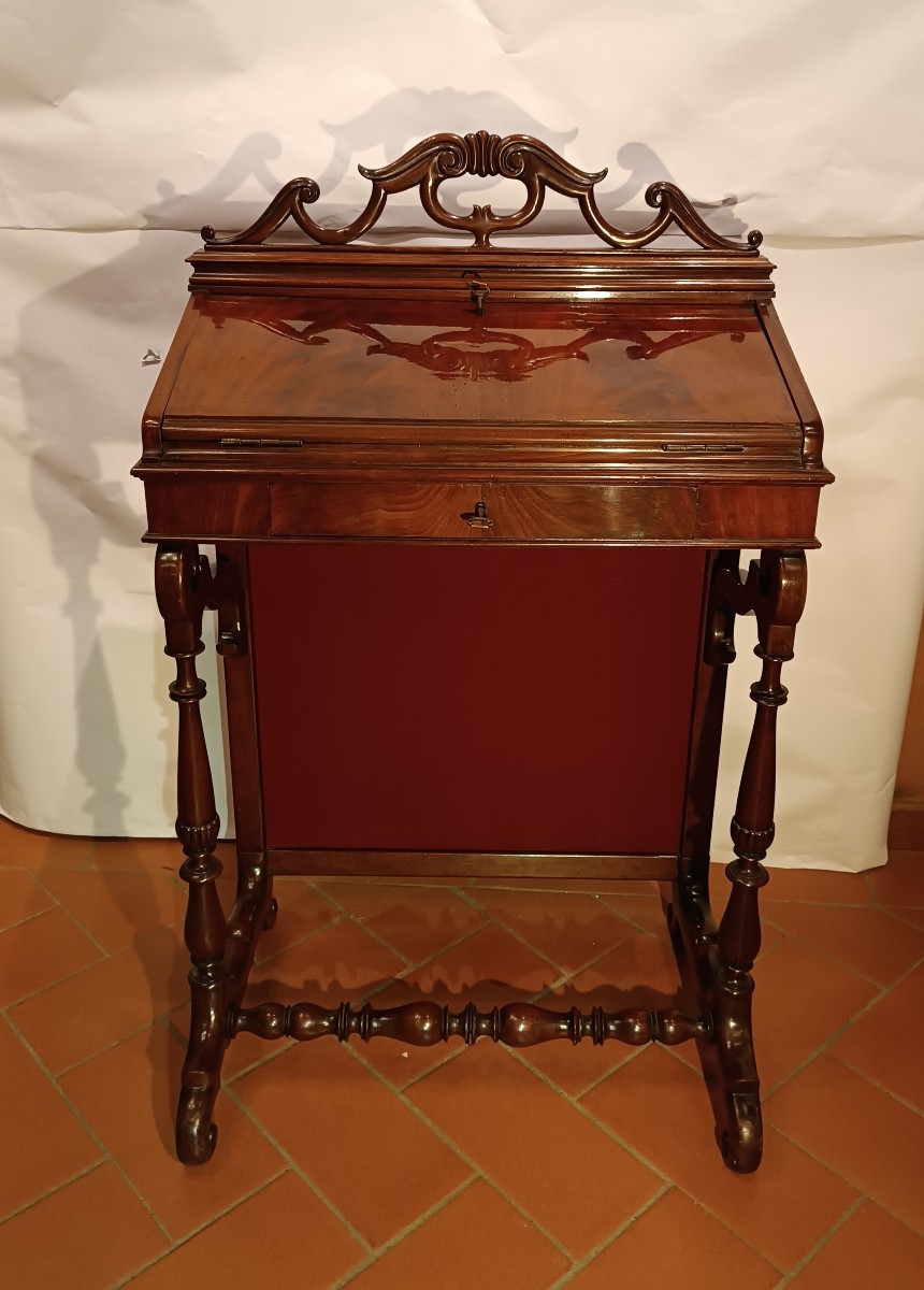 PICCOLA RIBALTA IN MOGANO META' XIX SECOLO 