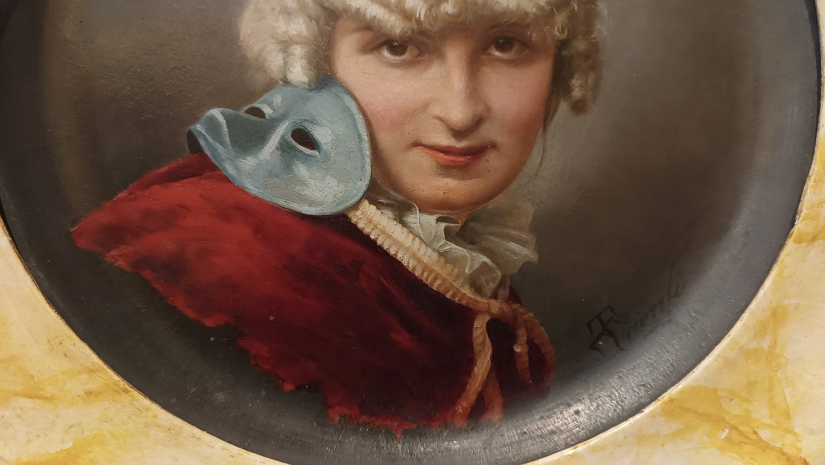 DIPINTO SU CERAMICA EMANUELE TRIONFI SECONDA META' XIX SECOLO -photo-4