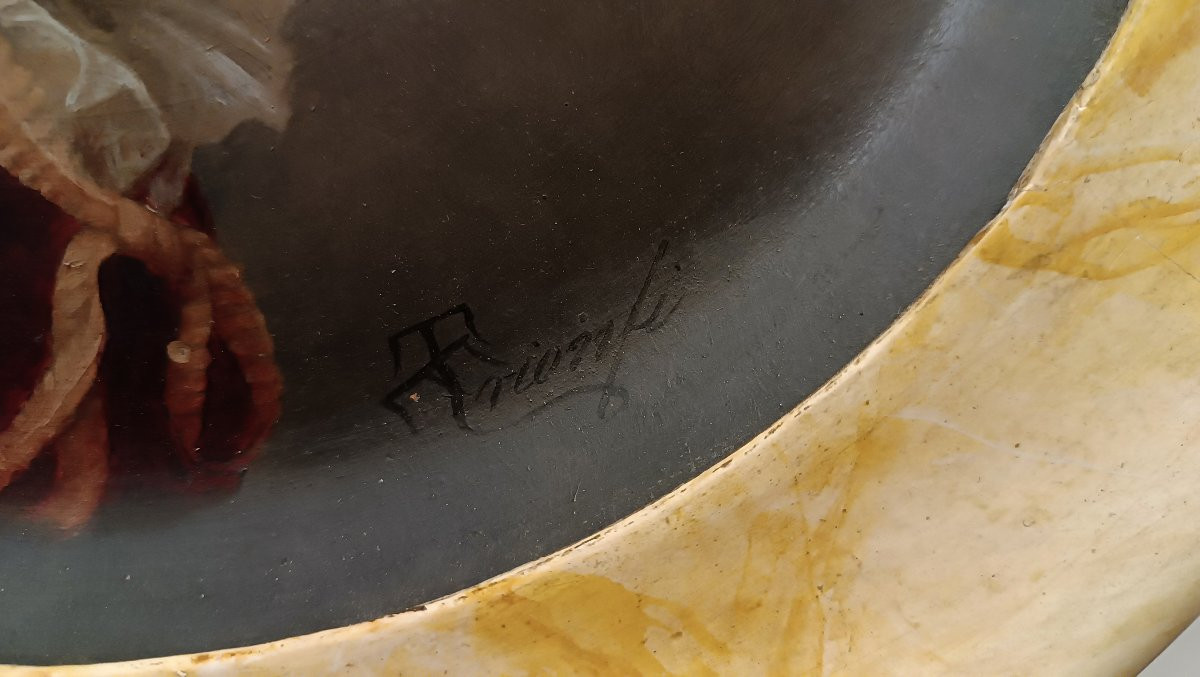 DIPINTO SU CERAMICA EMANUELE TRIONFI SECONDA META' XIX SECOLO -photo-1