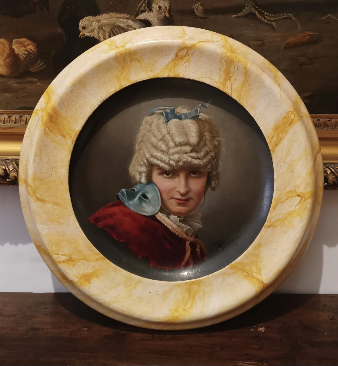 DIPINTO SU CERAMICA EMANUELE TRIONFI SECONDA META' XIX SECOLO 