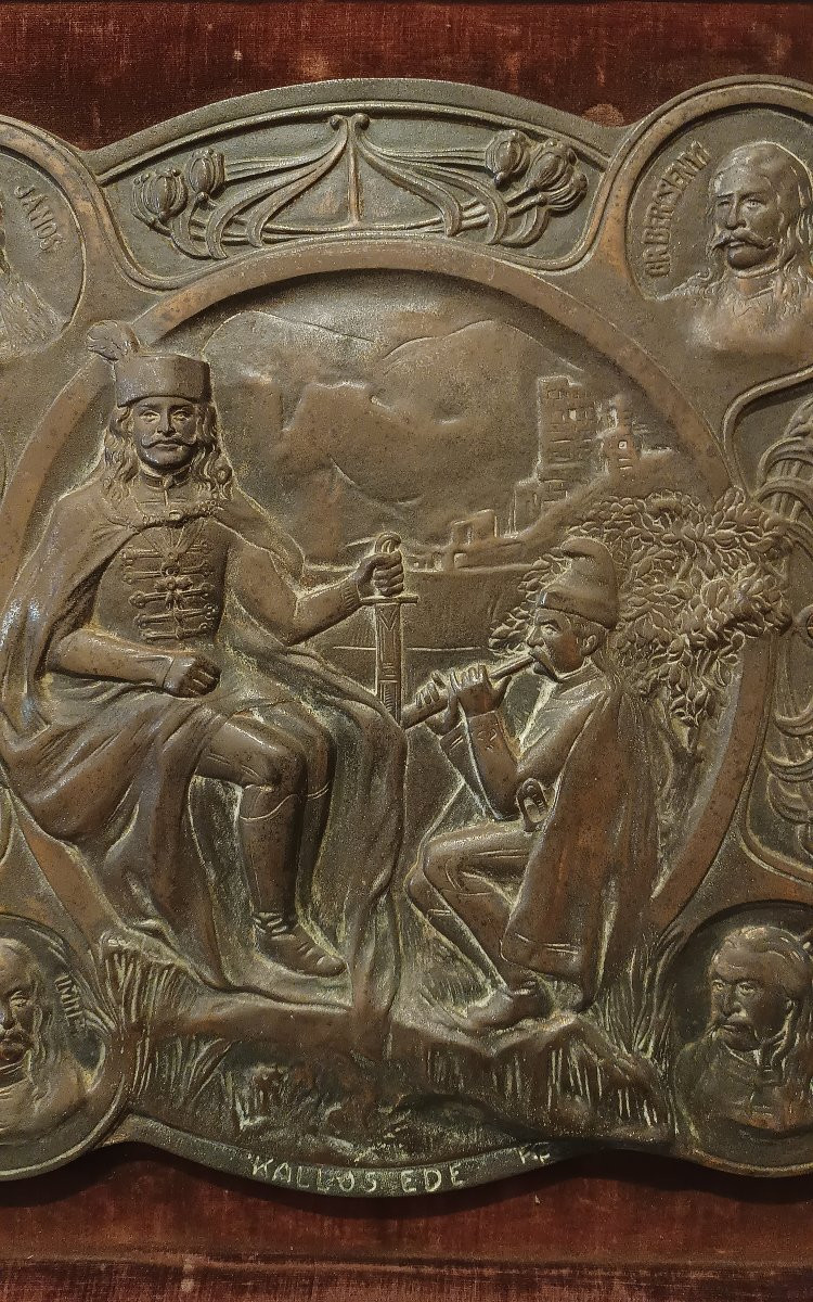 PLACCA IN BRONZO CON EROI UNGHERESI PRIMO XIX SECOLO-photo-2