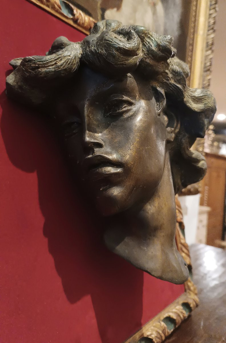 TESTA DI FANCIULLA IN BRONZO FINE XIX SECOLO -photo-3