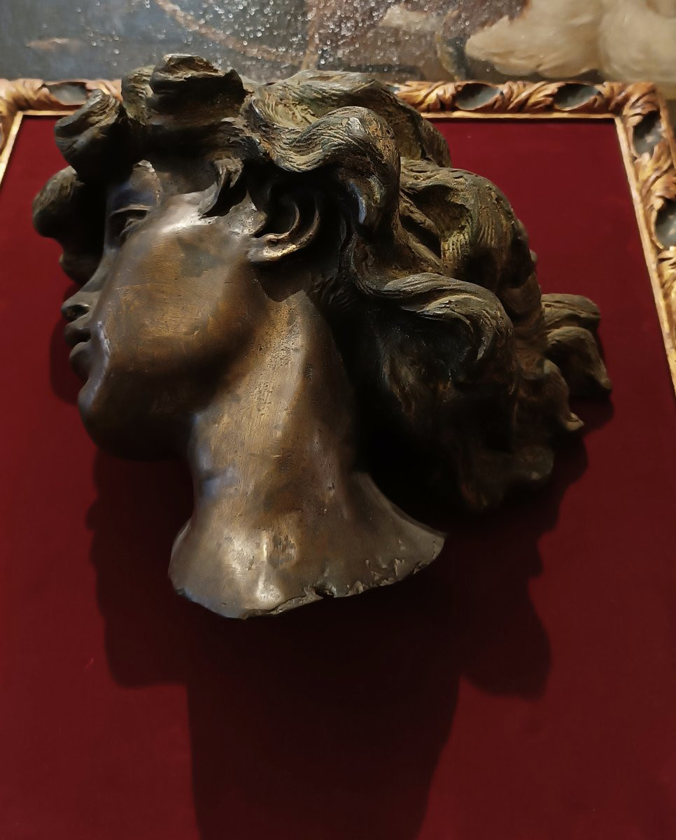 TESTA DI FANCIULLA IN BRONZO FINE XIX SECOLO -photo-3