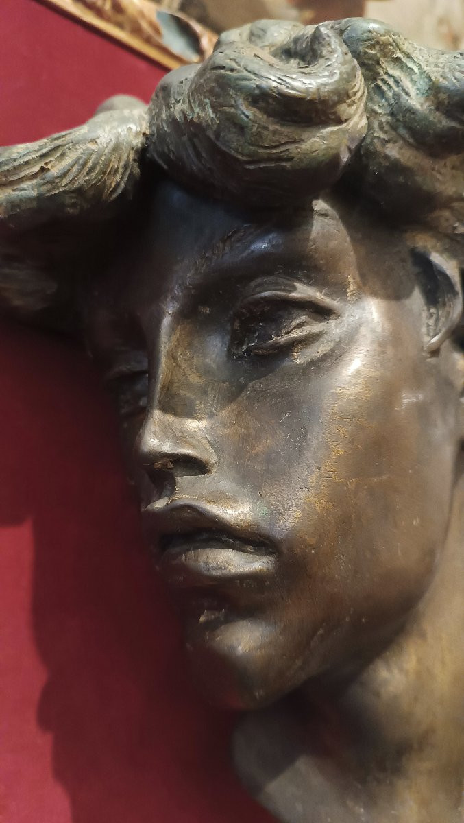 TESTA DI FANCIULLA IN BRONZO FINE XIX SECOLO -photo-6