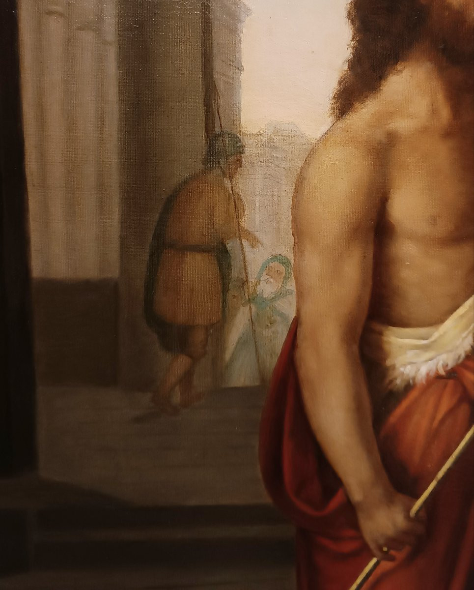 DIPINTO CON SAN GIOVANNI ED ERODE META' XIX SECOLO-photo-4