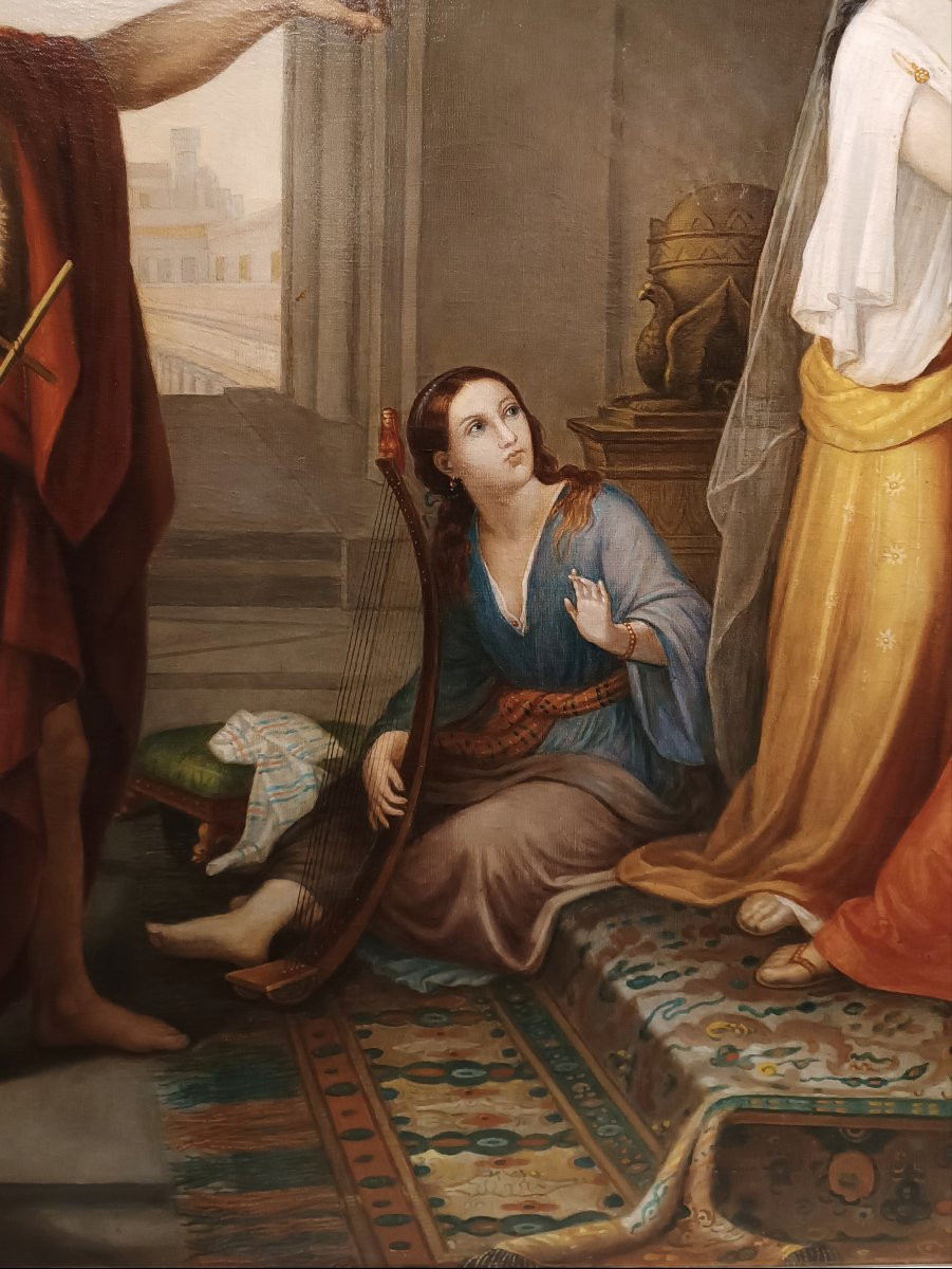 DIPINTO CON SAN GIOVANNI ED ERODE META' XIX SECOLO-photo-1