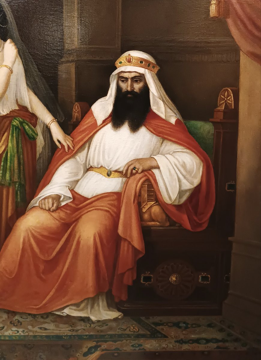 DIPINTO CON SAN GIOVANNI ED ERODE META' XIX SECOLO-photo-2