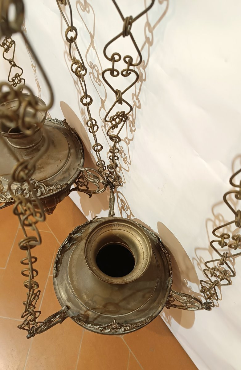 COPPIA DI LAMPADE VOTIVE PRIMO XIX SECOLO -photo-1