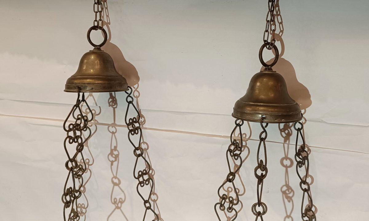 COPPIA DI LAMPADE VOTIVE PRIMO XIX SECOLO -photo-4