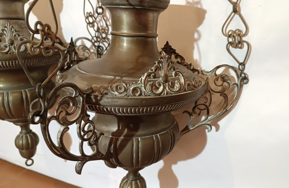 COPPIA DI LAMPADE VOTIVE PRIMO XIX SECOLO -photo-6