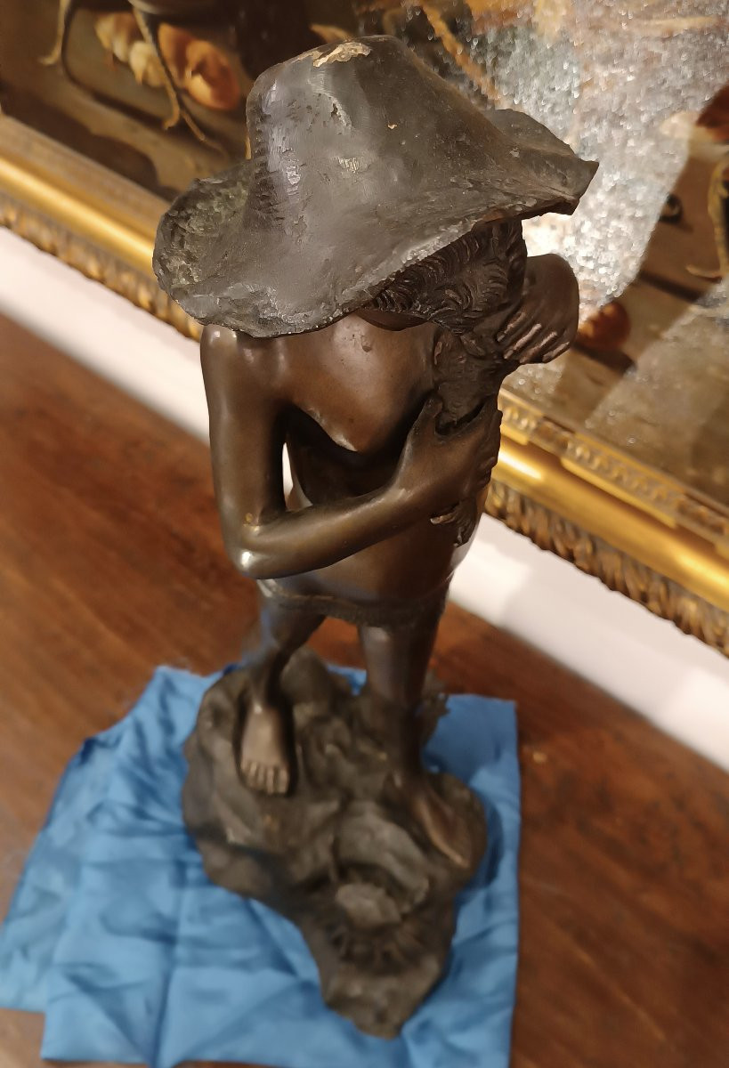 SCULTURA "PESCATORE" IN BRONZO FINE XIX SECOLO-photo-7