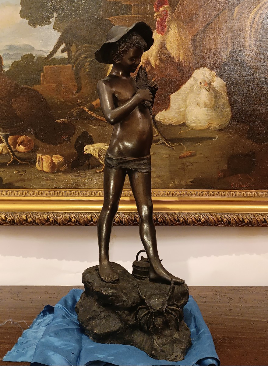 SCULTURA "PESCATORE" IN BRONZO FINE XIX SECOLO