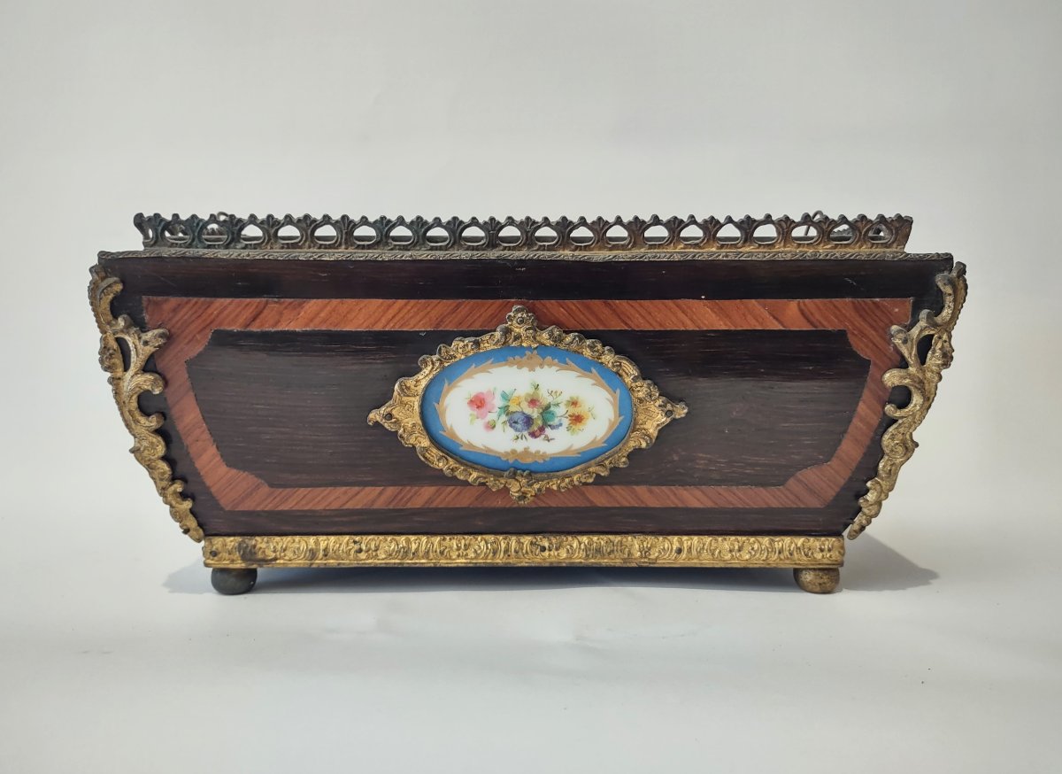 FIORIERA NAPOLEONE III IN LEGNO PREGIATO E BRONZO DORATO METÀ DEL XIX SECOLO-photo-2