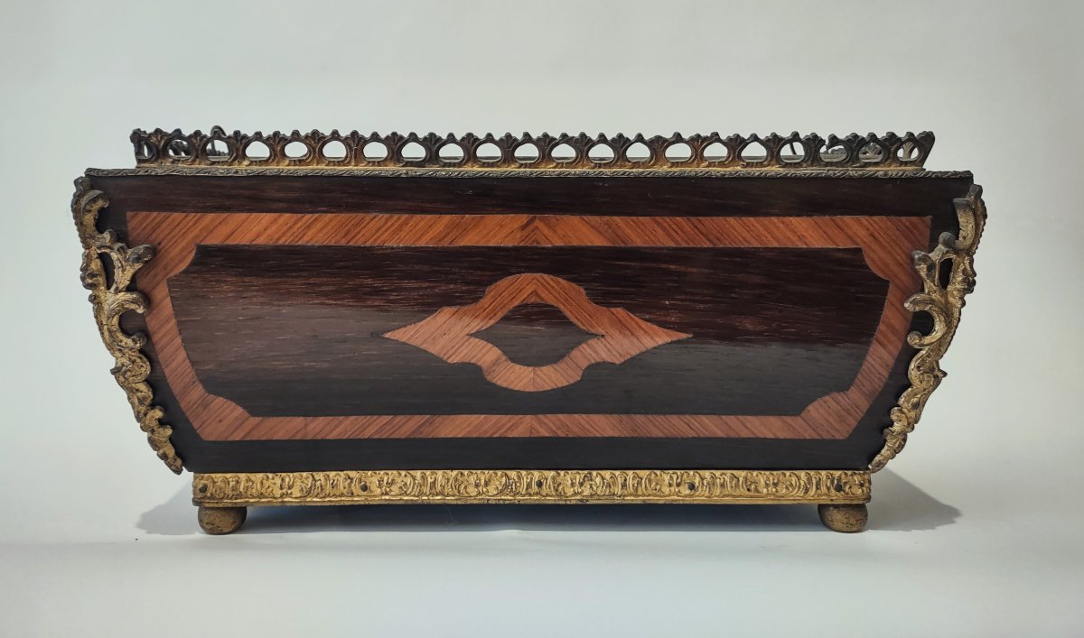 FIORIERA NAPOLEONE III IN LEGNO PREGIATO E BRONZO DORATO METÀ DEL XIX SECOLO-photo-4