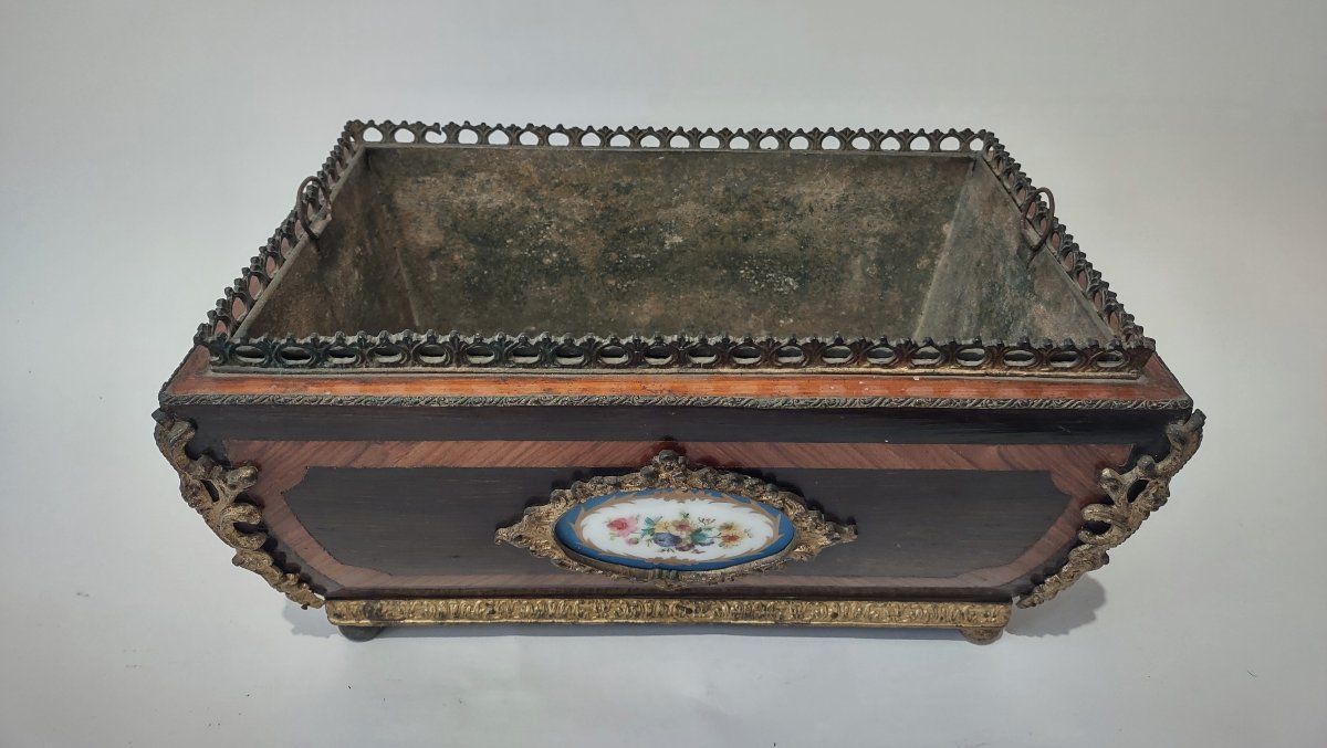 FIORIERA NAPOLEONE III IN LEGNO PREGIATO E BRONZO DORATO METÀ DEL XIX SECOLO-photo-1