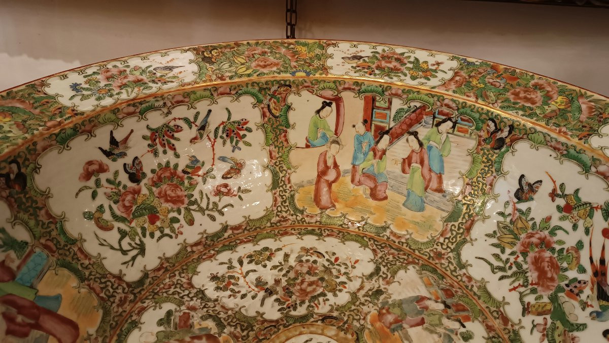 GRANDE CIOTOLA IN PORCELLANA CANTON META' XIX SECOLO-photo-3