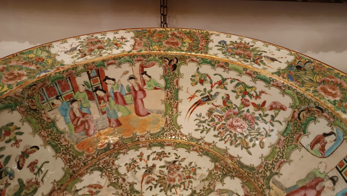 GRANDE CIOTOLA IN PORCELLANA CANTON META' XIX SECOLO-photo-4