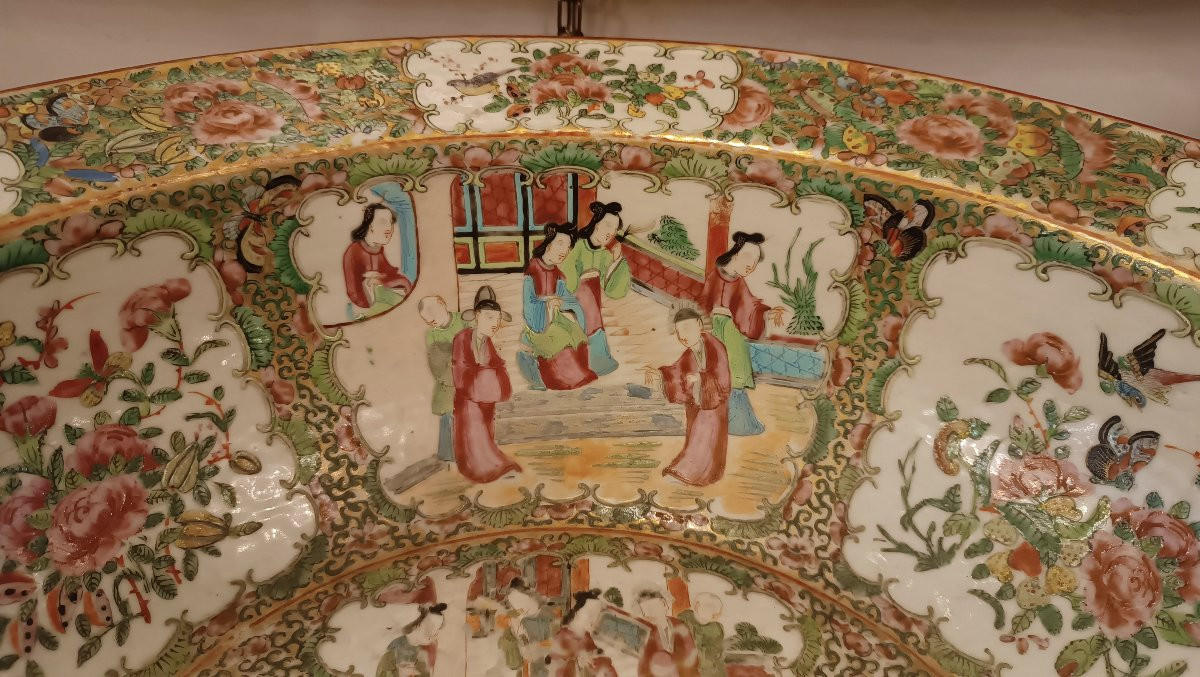 GRANDE CIOTOLA IN PORCELLANA CANTON META' XIX SECOLO-photo-5